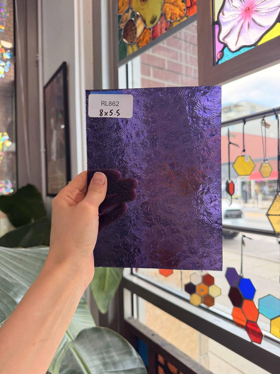 Iridescent Purple 311V Florentine Textured Transparent Wissmach Sheet Glass – RL862
