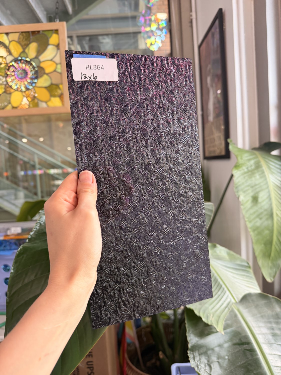 Iridescent Purple 311V Florentine Textured Transparent Wissmach Sheet Glass – RL864