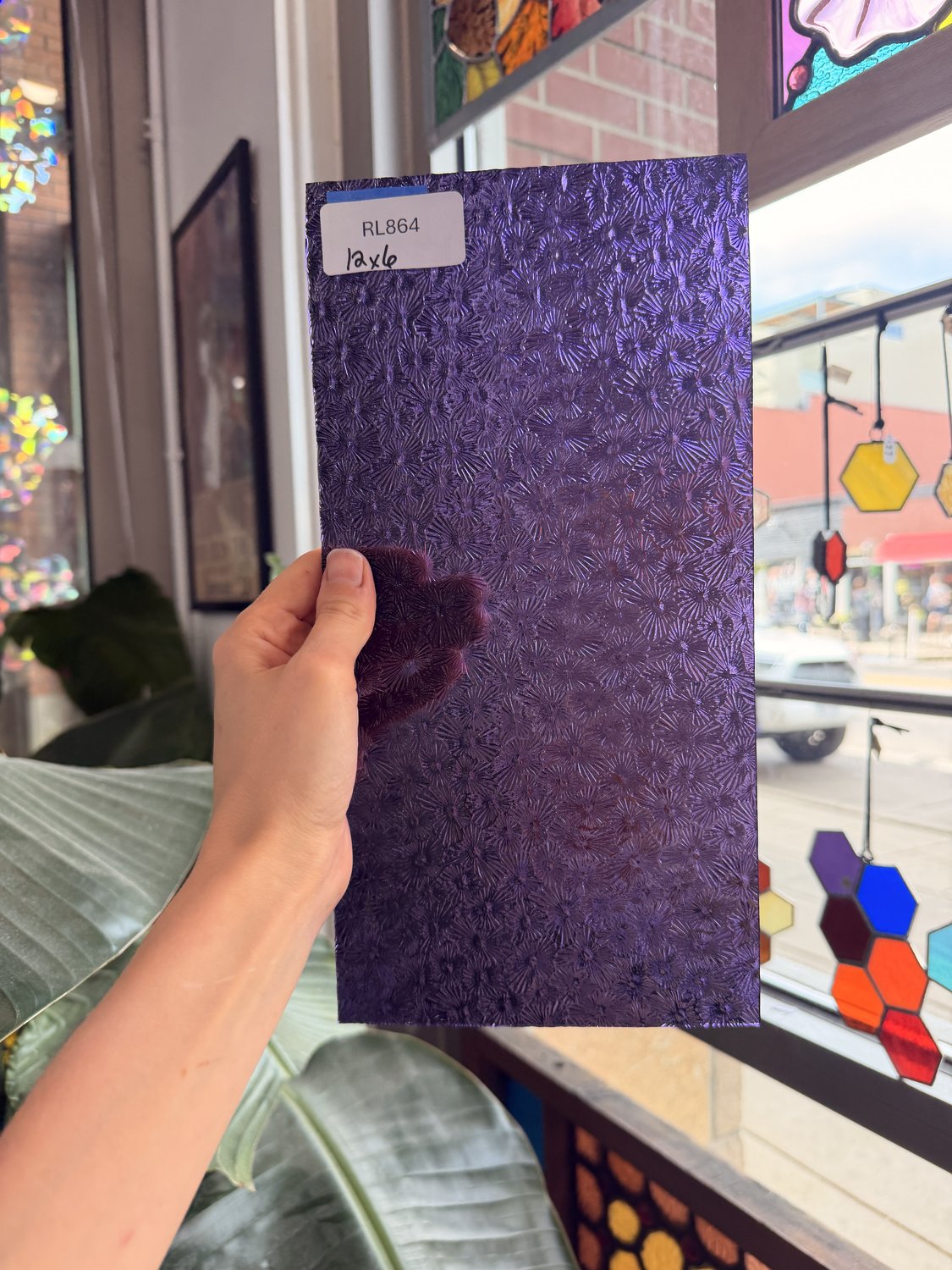 Iridescent Purple 311V Florentine Textured Transparent Wissmach Sheet Glass – RL864