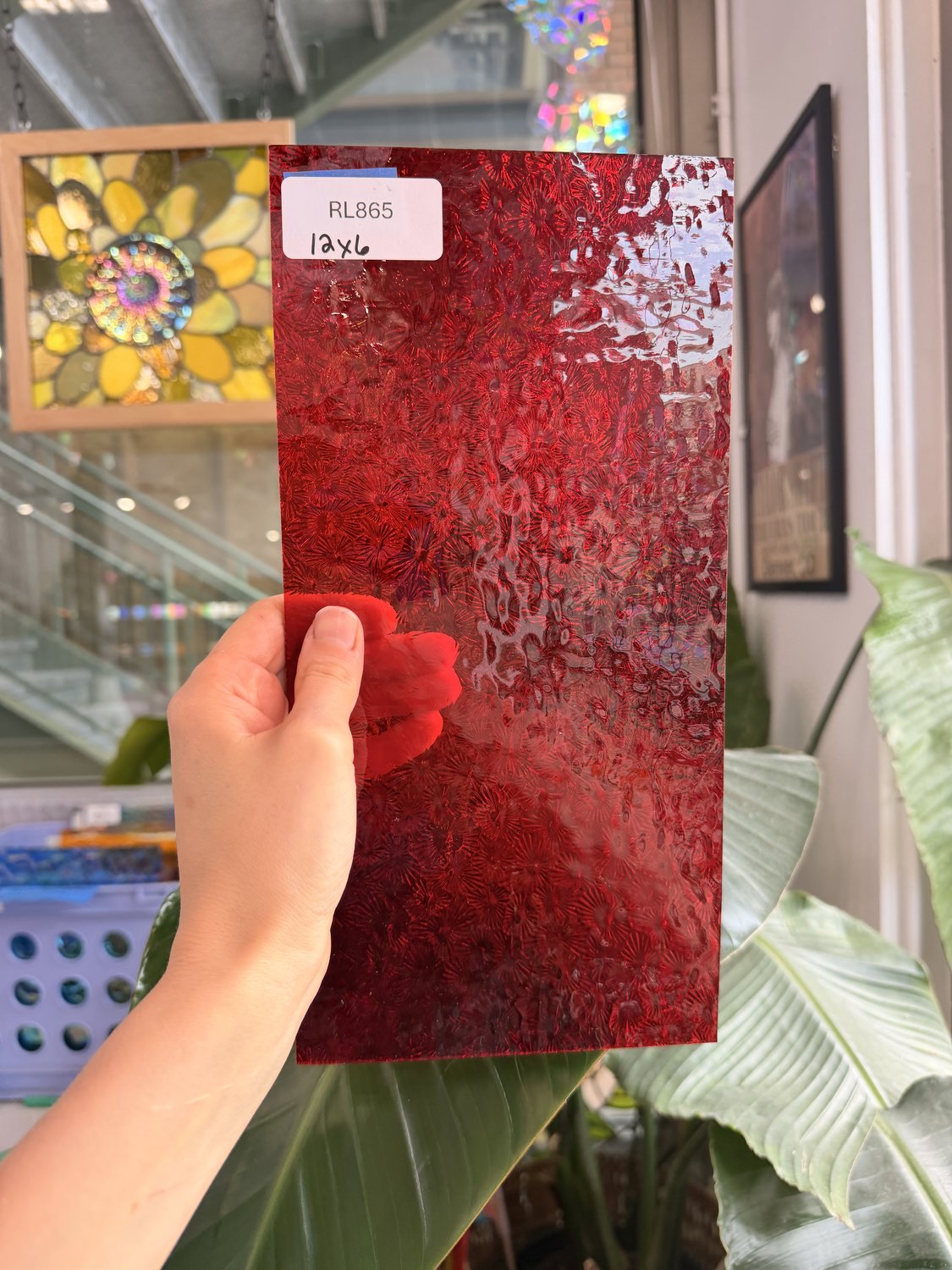 Red Transparent Textured Florentine Wissmach Sheet Glass – RL865