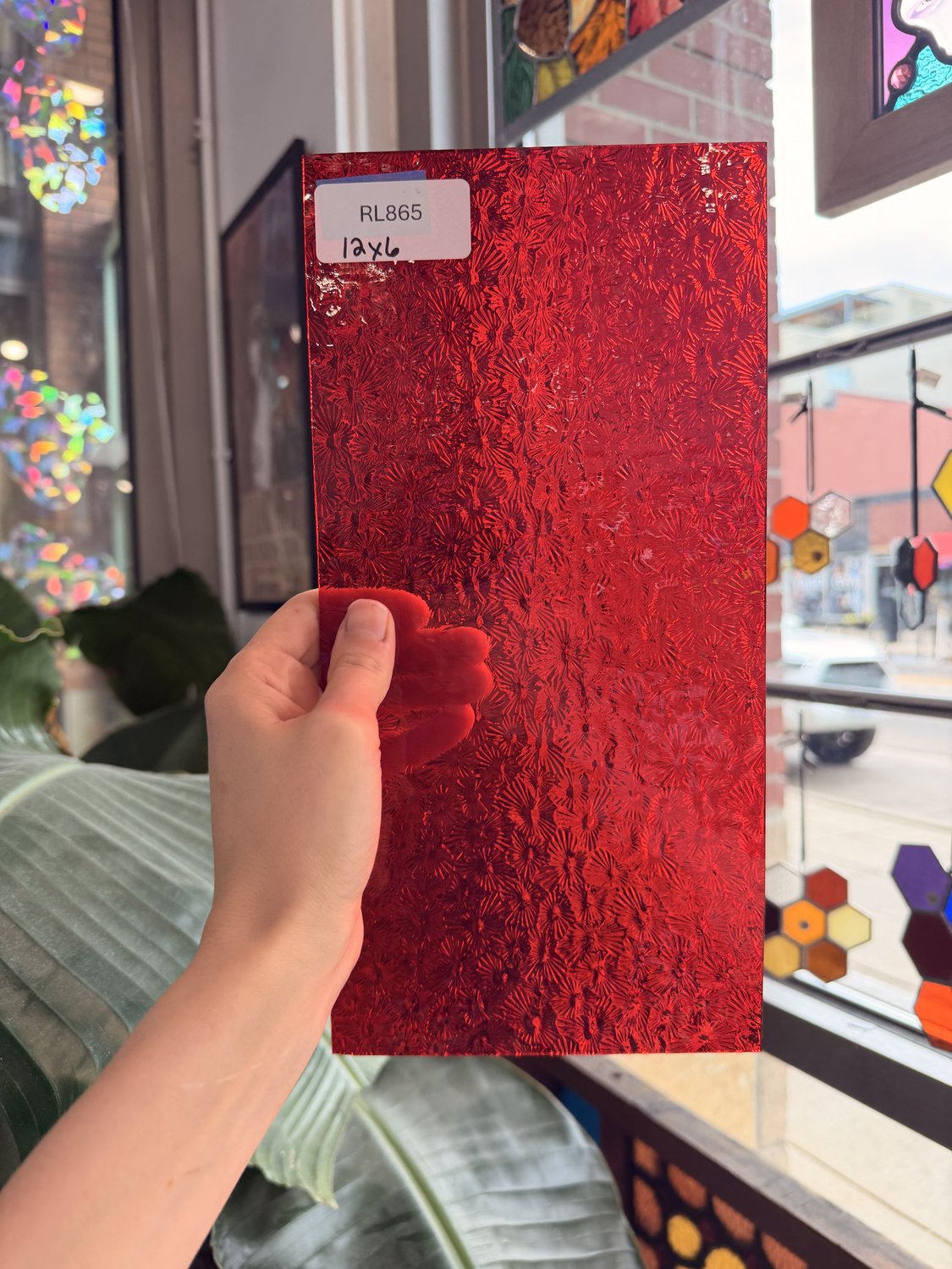 Red Transparent Textured Florentine Wissmach Sheet Glass – RL865