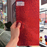 Red Transparent Textured Florentine Wissmach Sheet Glass – RL866