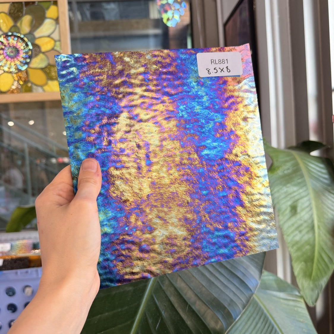 Violet Purple Iridescent Ripple Wissmach Sheet Glass
