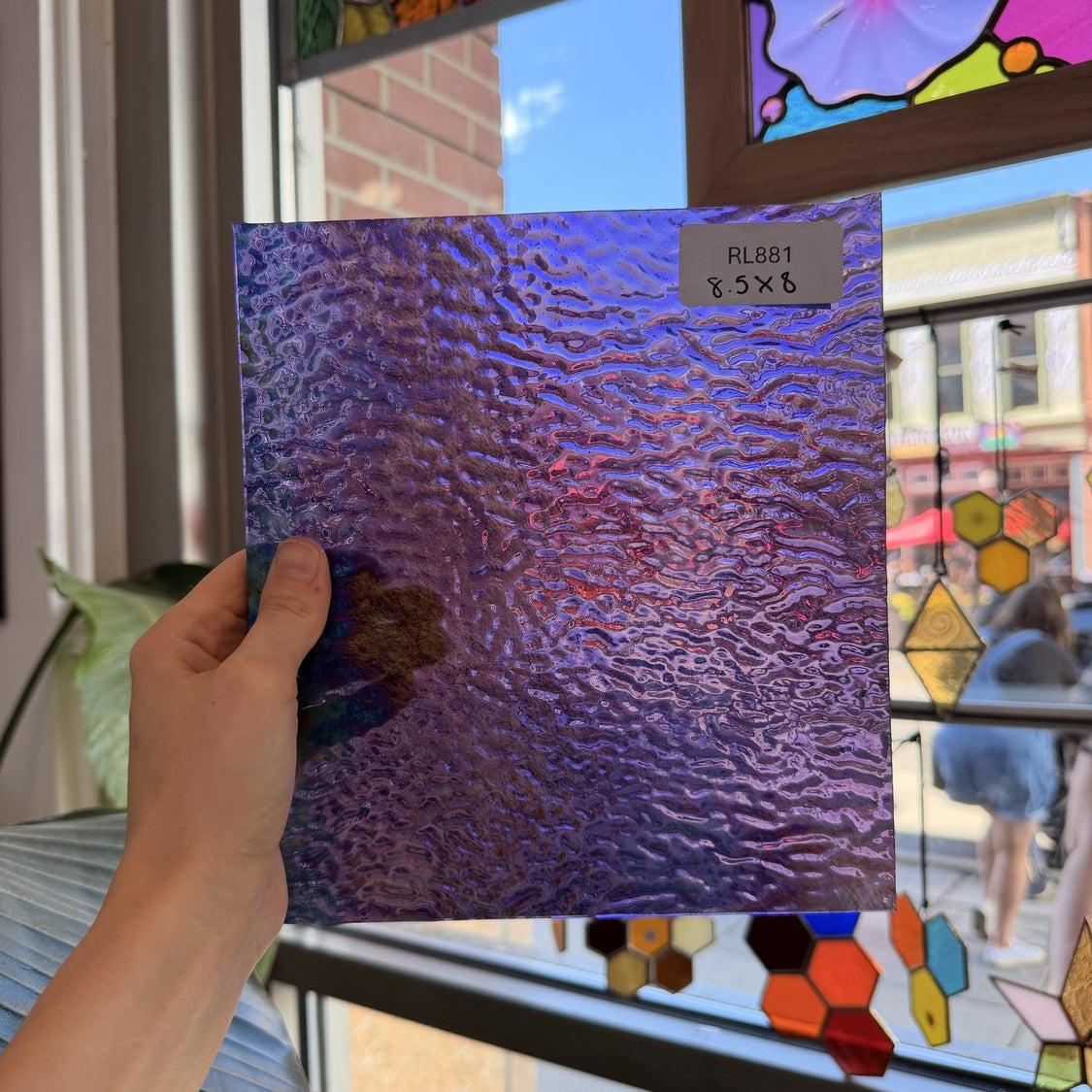 Violet Purple Iridescent Ripple Wissmach Sheet Glass