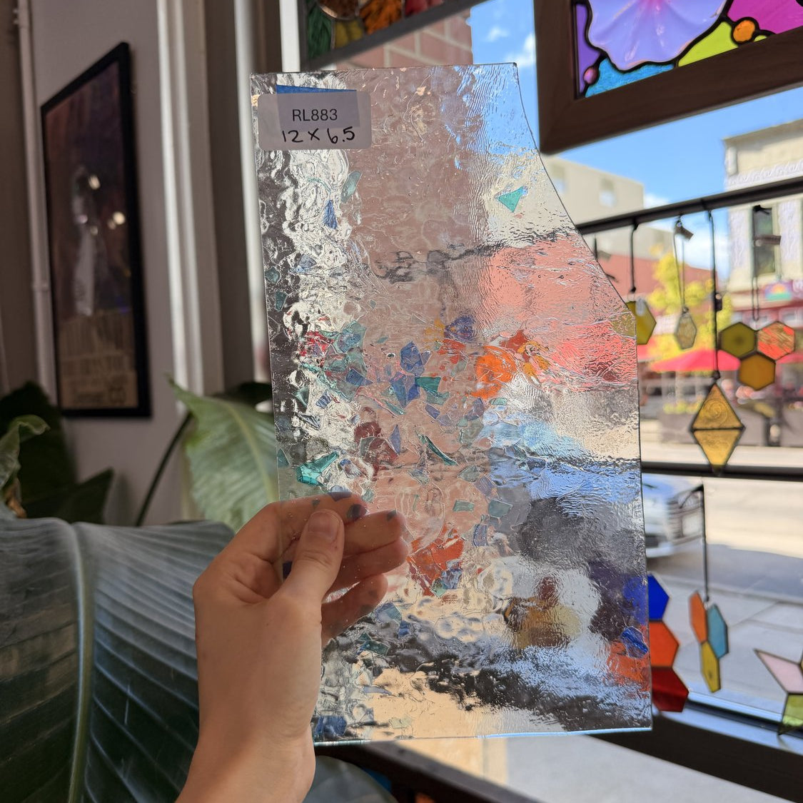 Transparent Choice Confetti Blue Green Sheet Glass