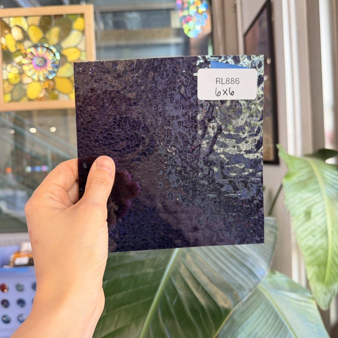 Purple Transparent Dew Drop Textured Wissmach Sheet Glass