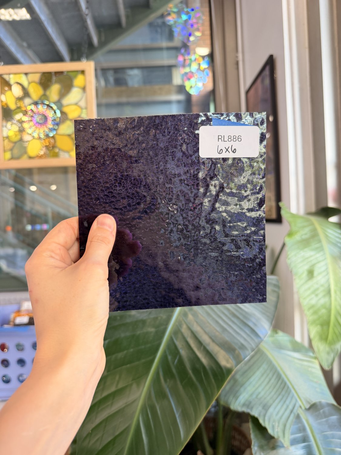Purple Transparent Dew Drop Textured Wissmach Sheet Glass