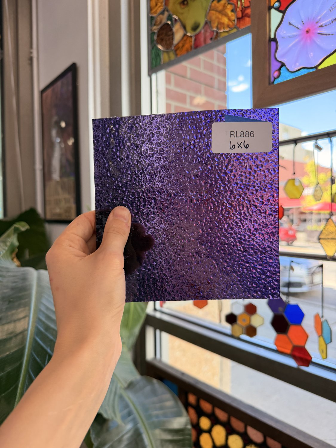 Purple Transparent Dew Drop Textured Wissmach Sheet Glass