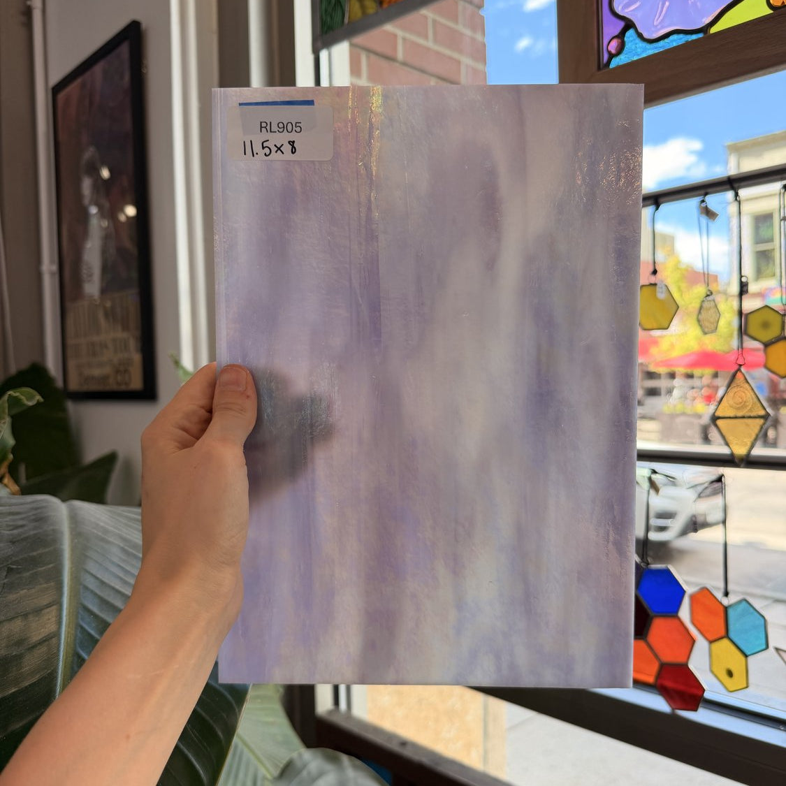 Light Violet Wispy Iridescent Wissmach Sheet Glass
