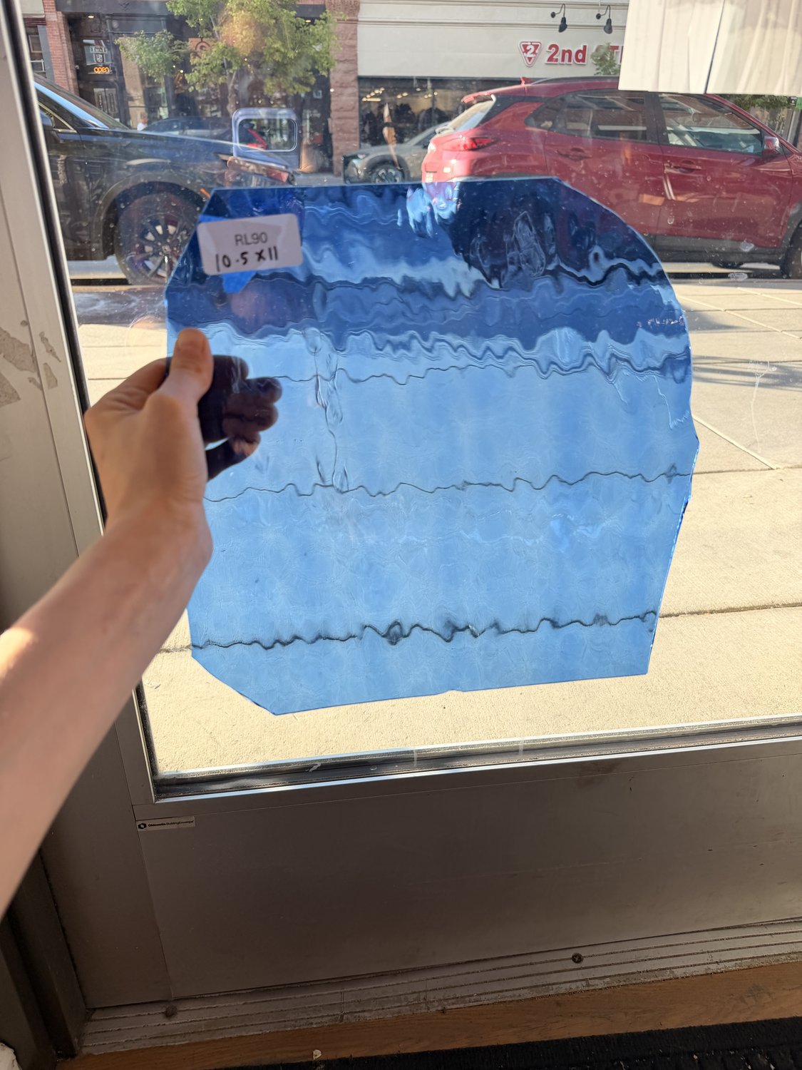 Medium Blue Transparent Textured Waterglass Oceanside Sheet Glass