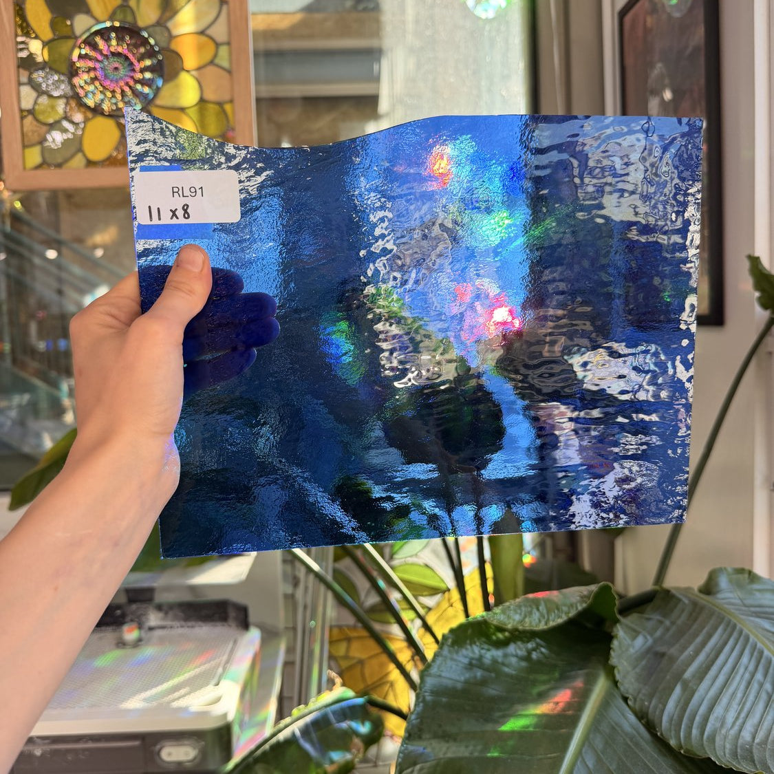 Transparent Blue Lightly Textured Wissmach Sheet Glass