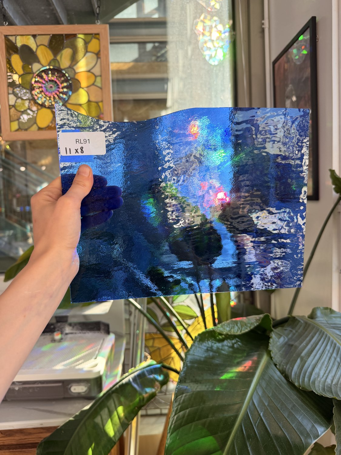 Transparent Blue Lightly Textured Wissmach Sheet Glass