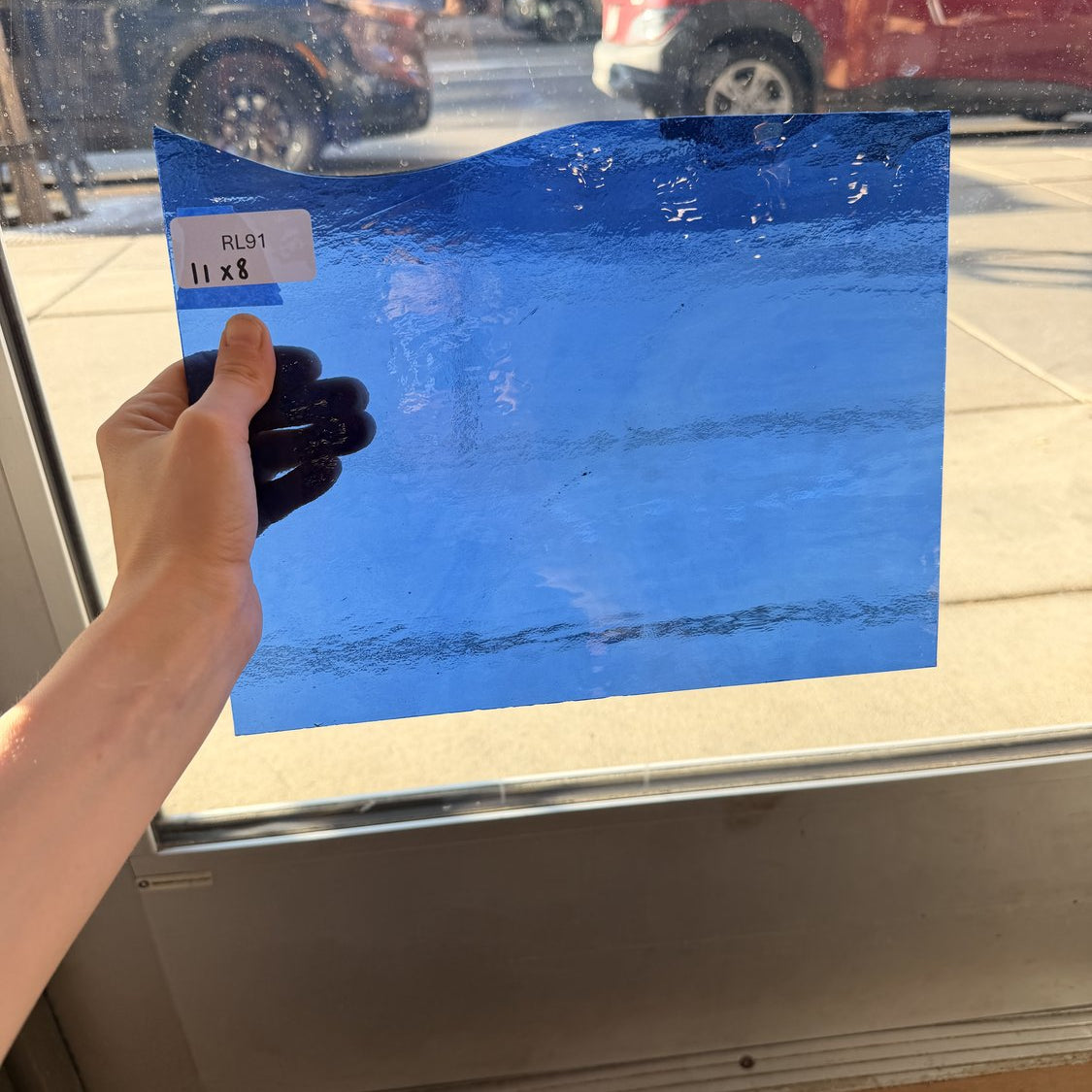 Transparent Blue Lightly Textured Wissmach Sheet Glass