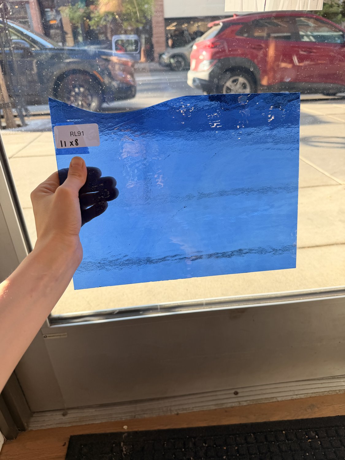 Transparent Blue Lightly Textured Wissmach Sheet Glass