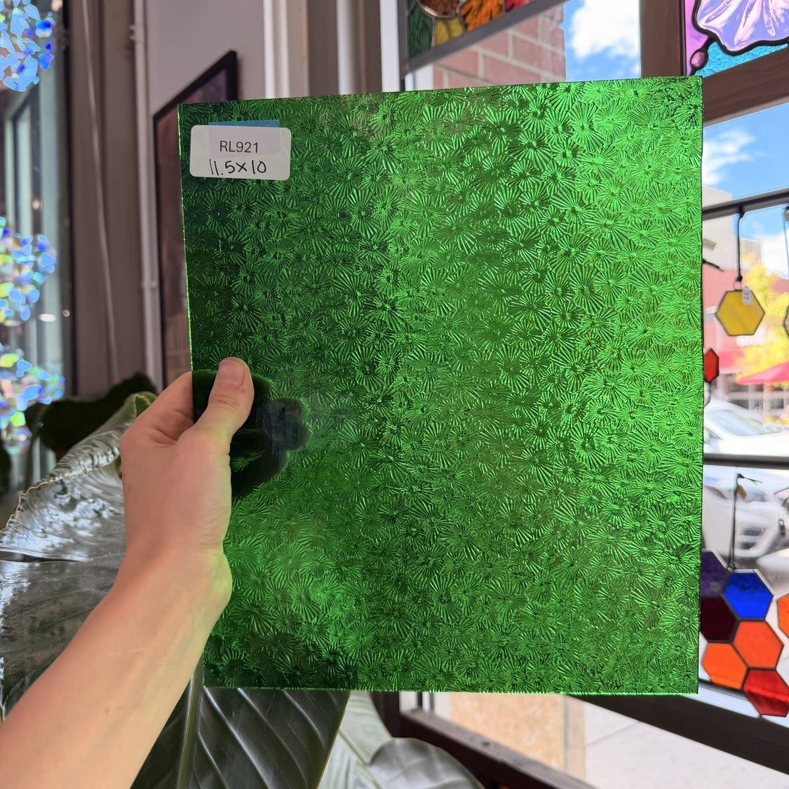 Irish Green Florentine Wissmach Textured Transparent Wissmach Sheet Glass
