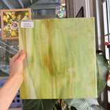 Amber Green White Wispy Oceanside Fusible 96 COE Sheet Glass
