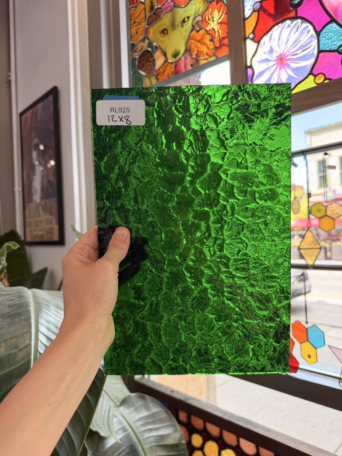 Kelly Green Kokomo Wavolite Sheet Glass