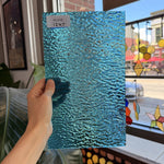 Peacock Blue Transparent Ripple Wissmach Sheet Glass