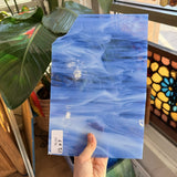 Perwinkle Blue White Wispy Vintage Spectrum Sheet Glass