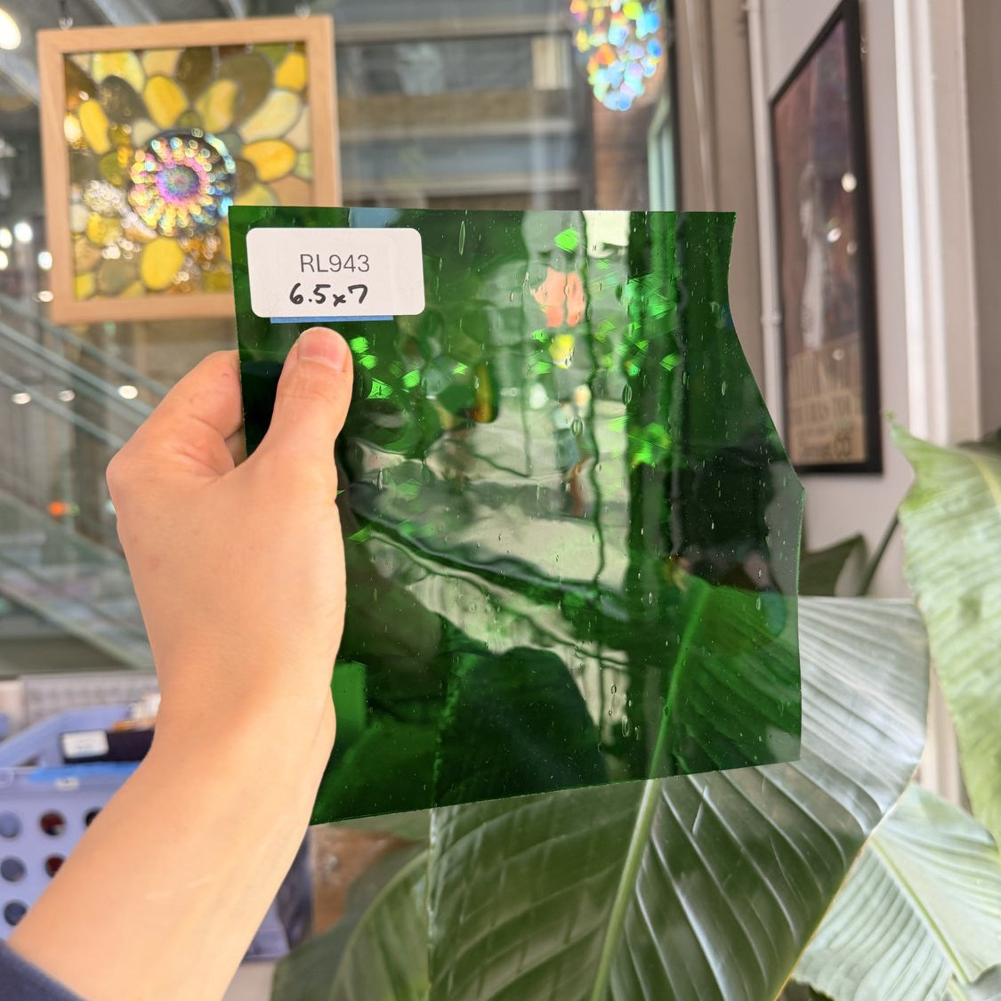 Kelly Green Transparent Mouthblown Sheet Glass