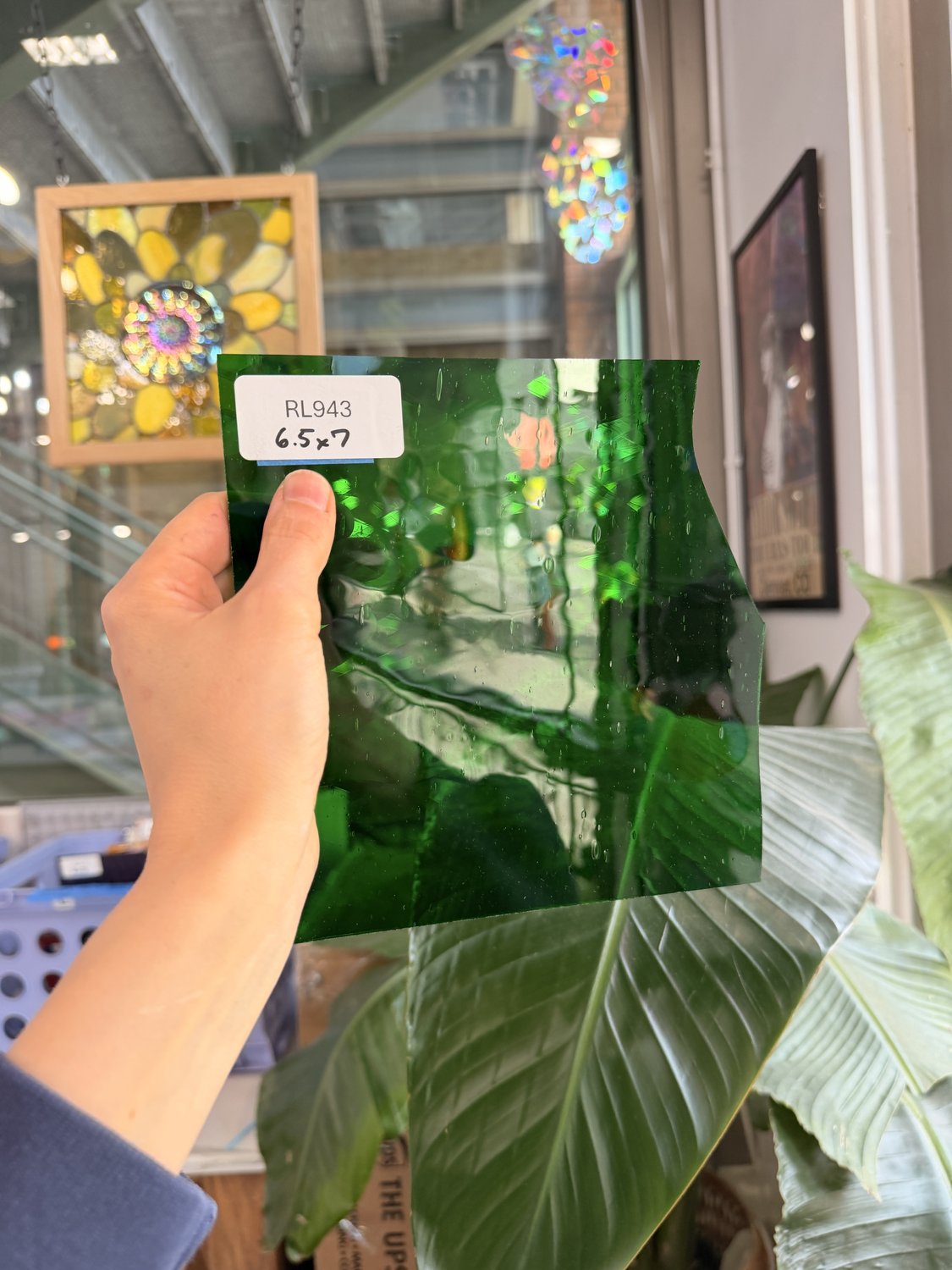 Kelly Green Transparent Mouthblown Sheet Glass