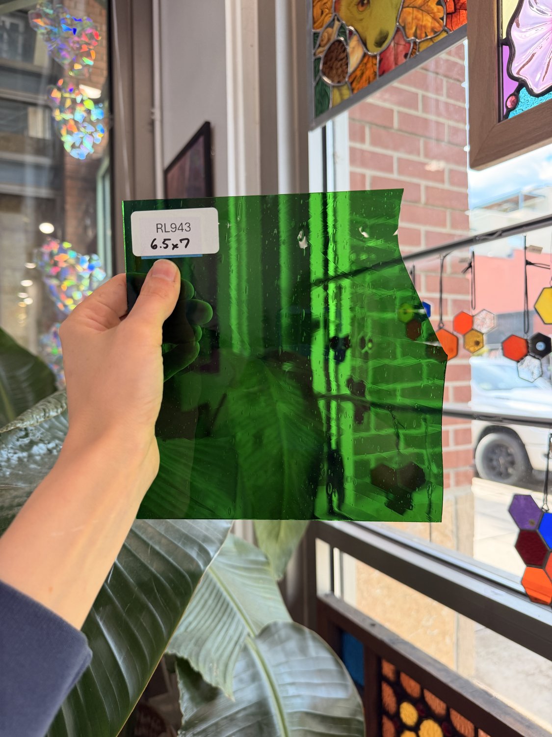 Kelly Green Transparent Mouthblown Sheet Glass