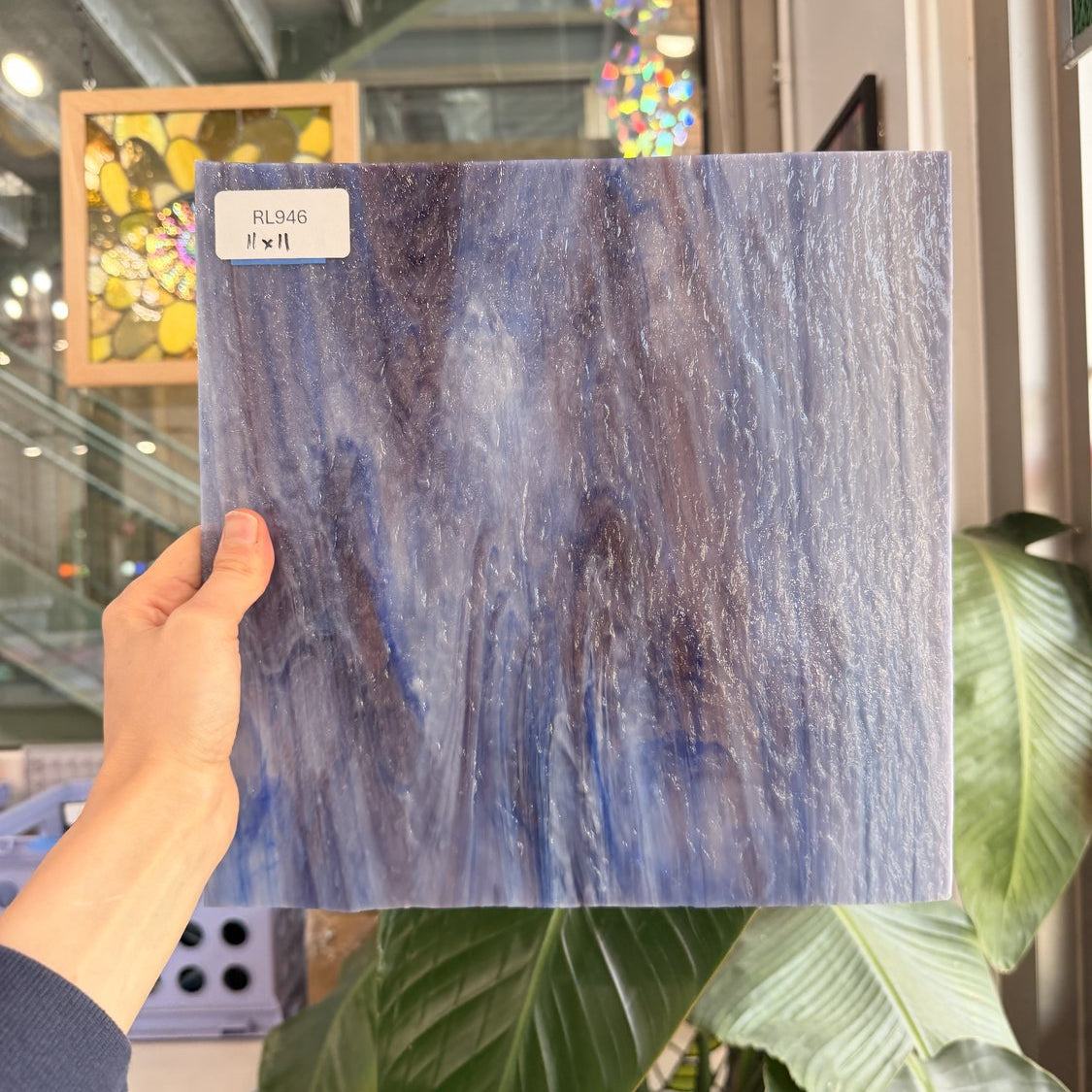 Purple Blue Mixed Vintage Pearl Opal Spectrum Sheet Glass – RL946