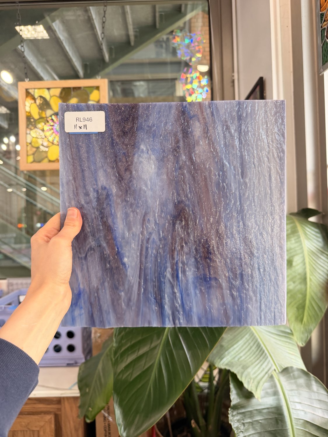 Purple Blue Mixed Vintage Pearl Opal Spectrum Sheet Glass – RL946
