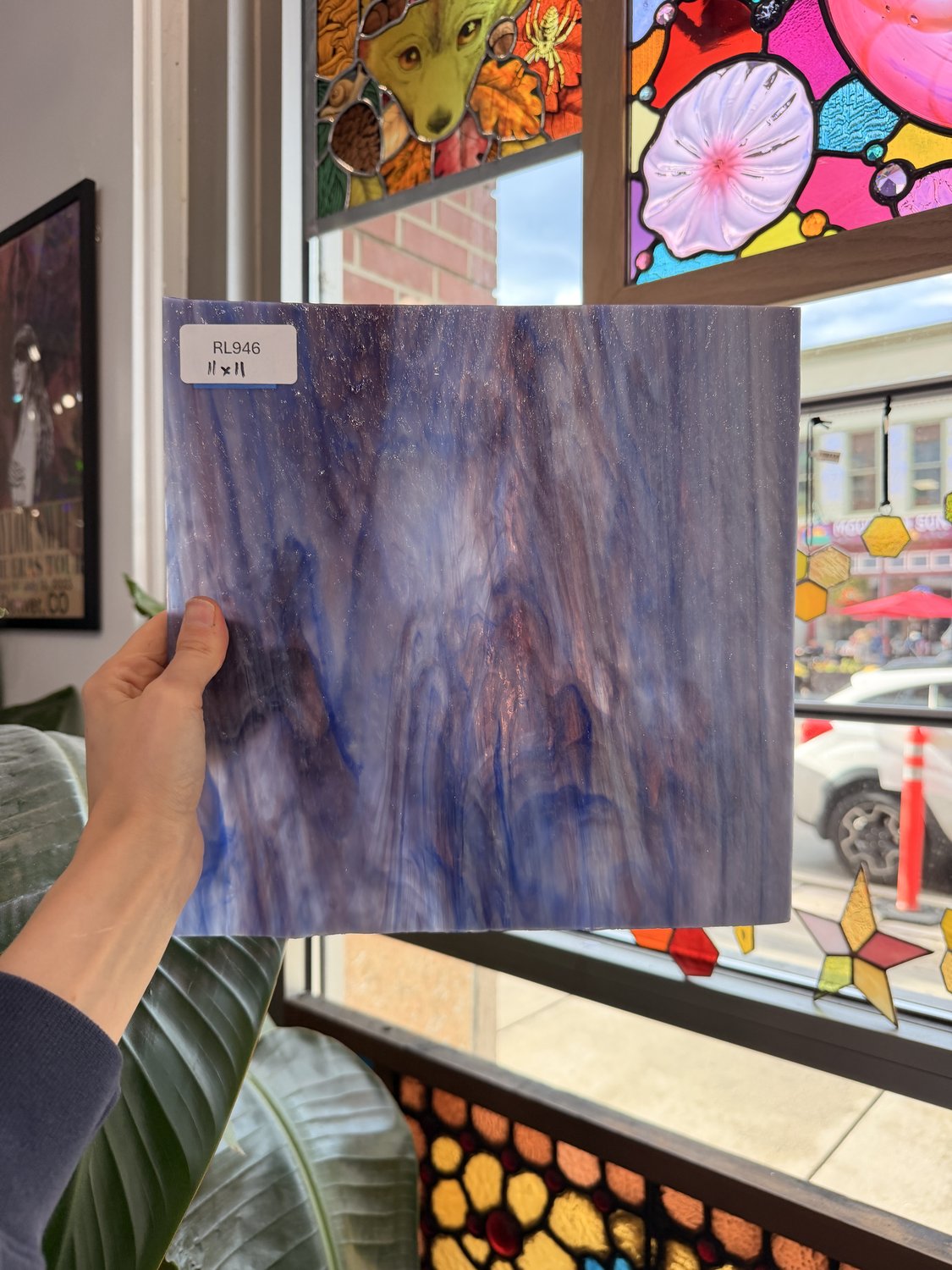 Purple Blue Mixed Vintage Pearl Opal Spectrum Sheet Glass – RL946