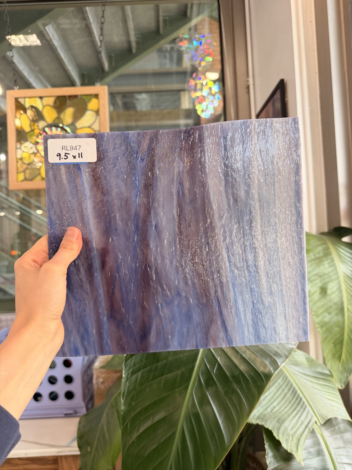 Purple Blue Mixed Vintage Pearl Opal Spectrum Sheet Glass – RL947