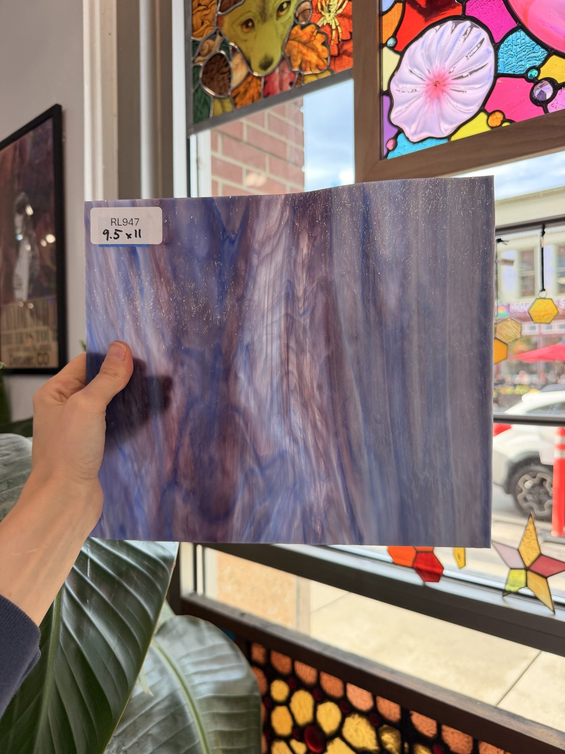 Purple Blue Mixed Vintage Pearl Opal Spectrum Sheet Glass – RL947