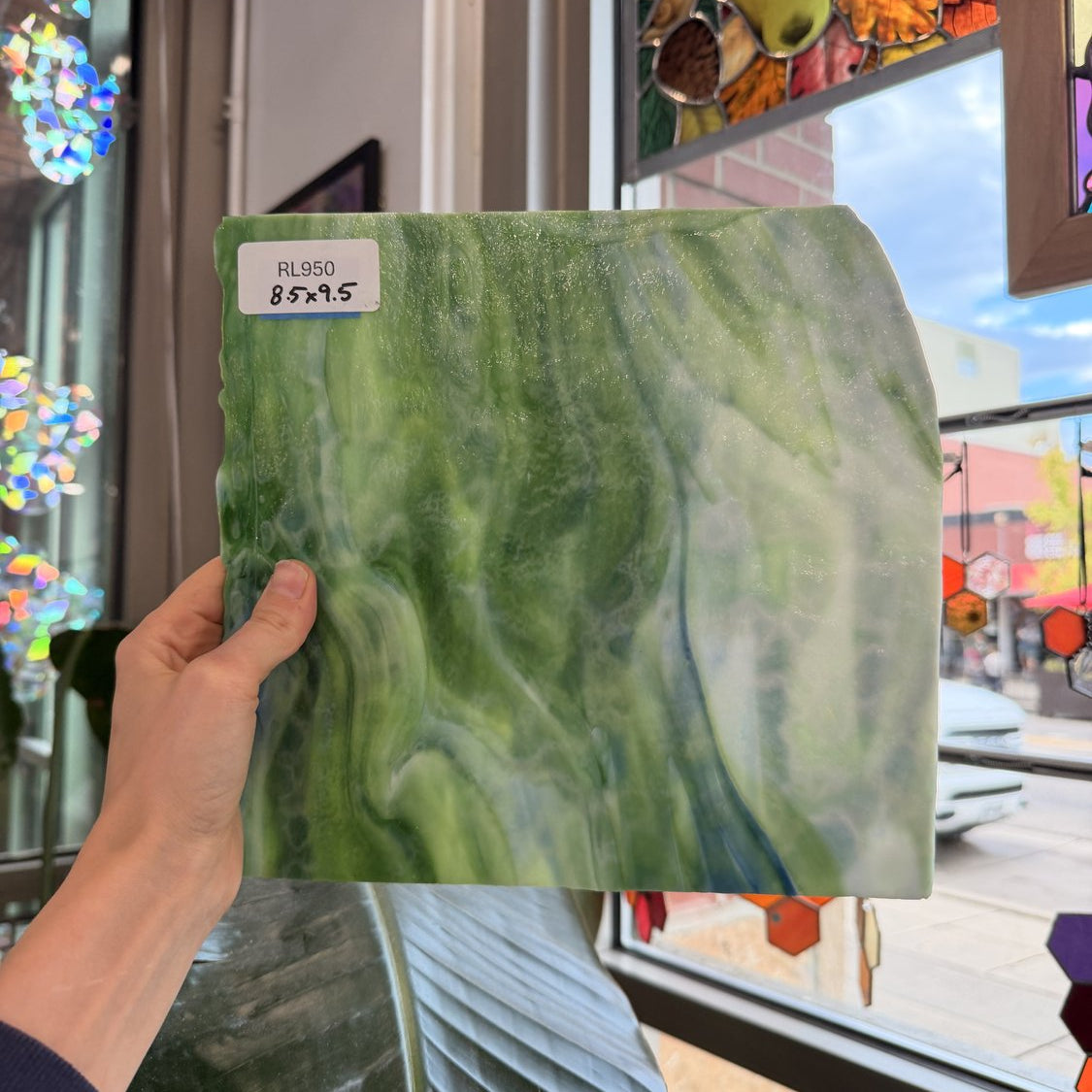 Green White Mixed Mottled Youghiogheny Sheet Glass