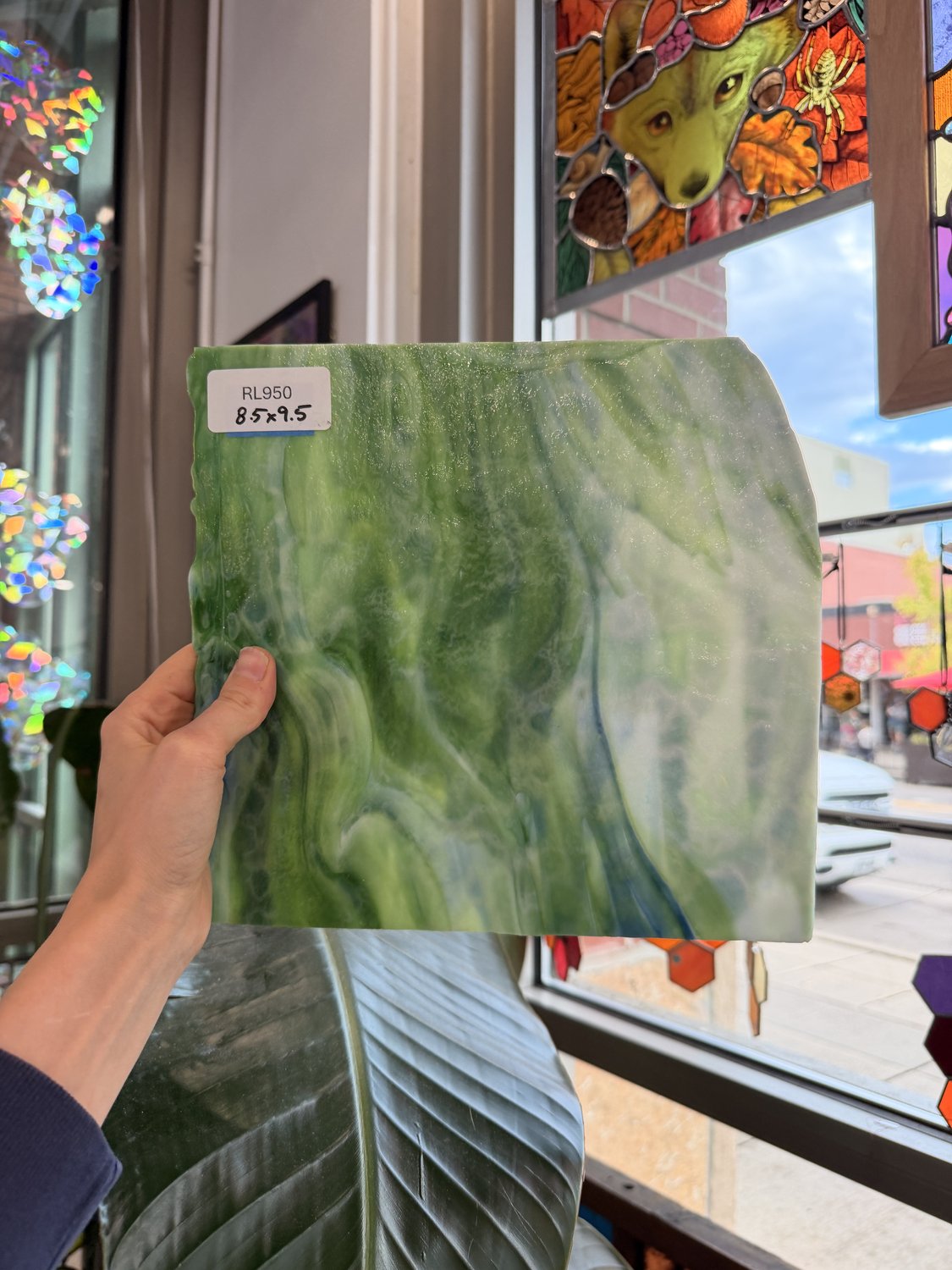 Green White Mixed Mottled Youghiogheny Sheet Glass