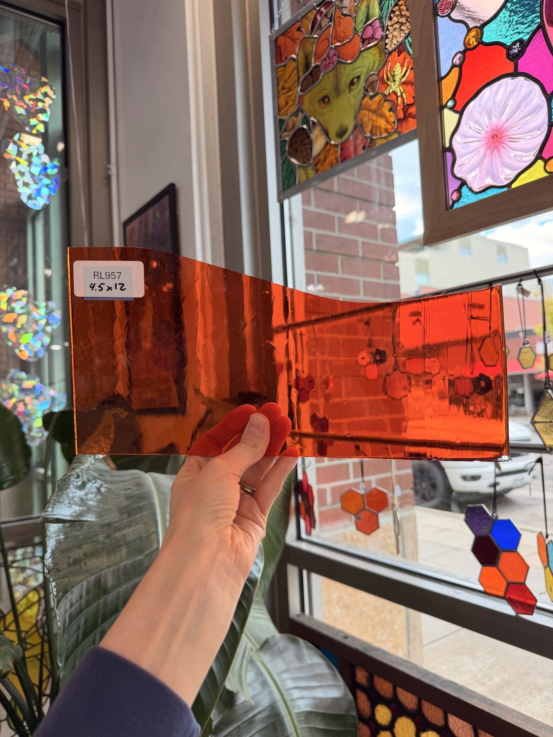 Neon Orange Flashed on Clear Lamberts Sheet Glass
