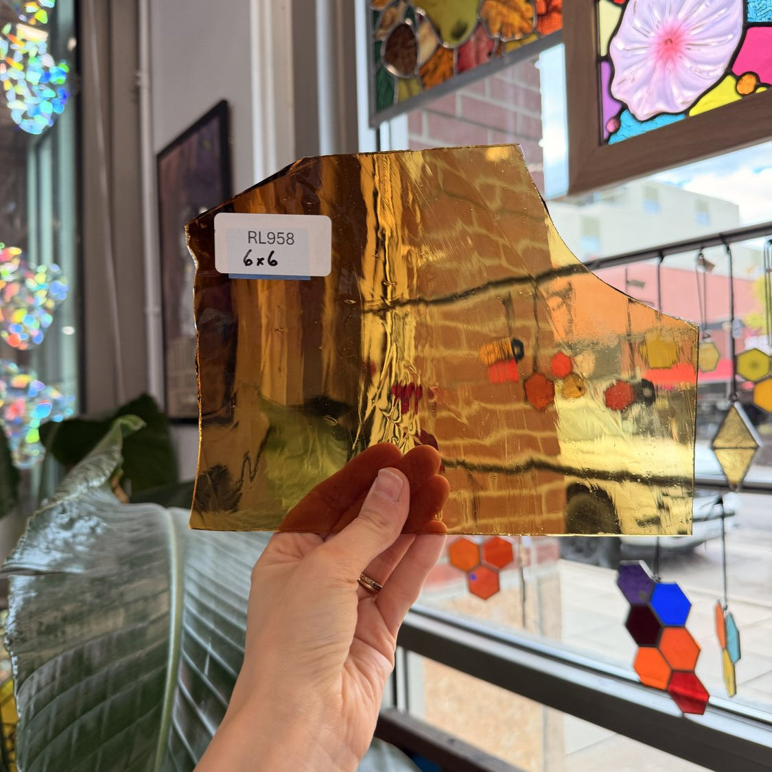 Mouth Blown Reamy Brown Amber Gradient Sheet Glass