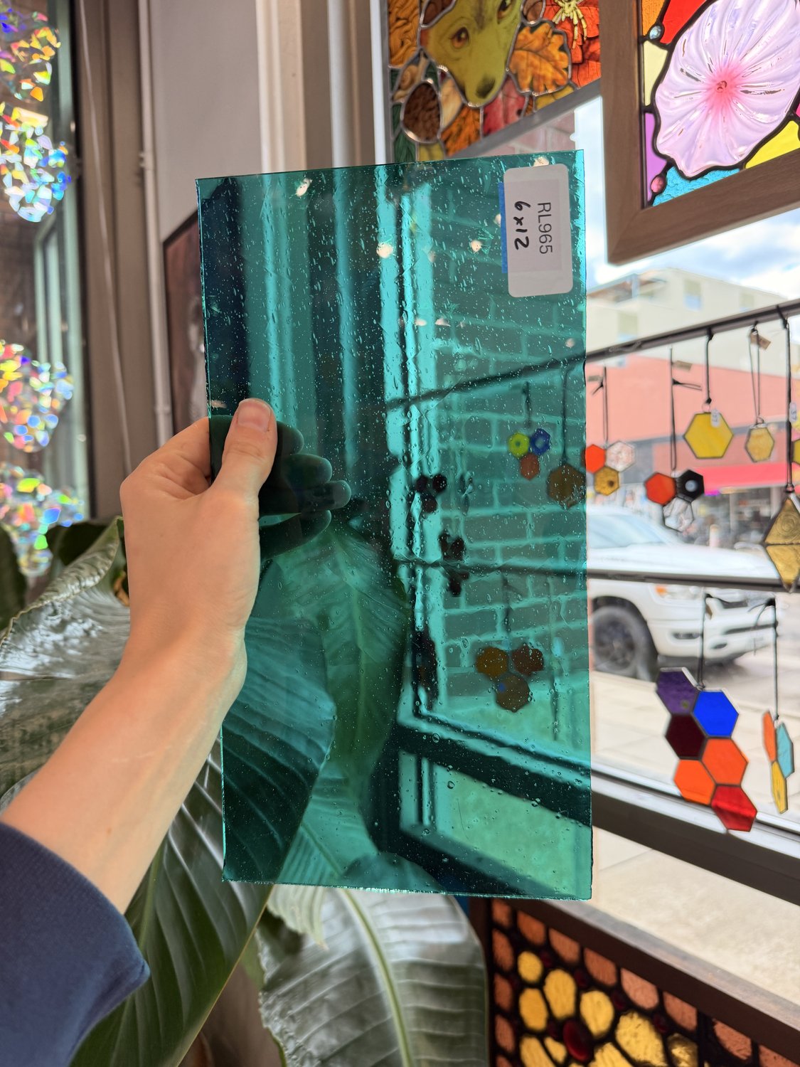 Light Teal Mouth Blown Lamberts Sheet Glass – RL965