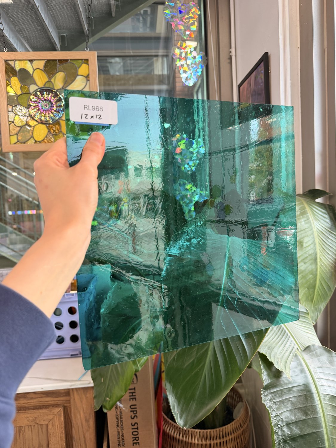 Light Teal Mouth Blown Lamberts Sheet Glass – RL968