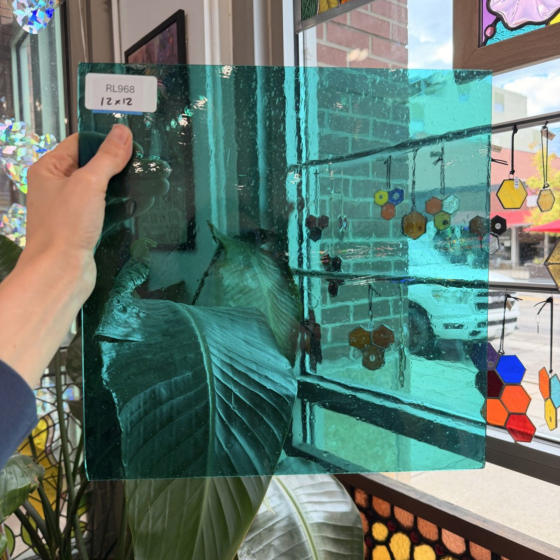 Light Teal Mouth Blown Lamberts Sheet Glass – RL968