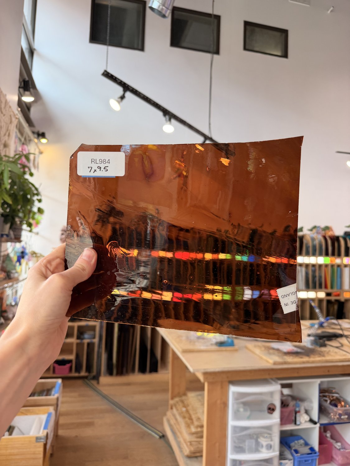 Vintage Amber Brown Transparent Mouthblown English Sheet Glass