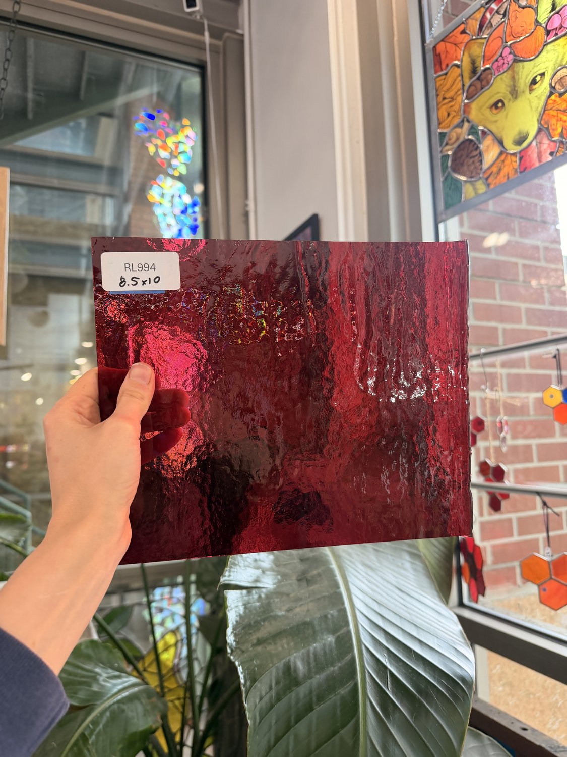 Dark Pink Vintage 90's Pre Struck Transparent Bullseye Cranberry Sheet Glass