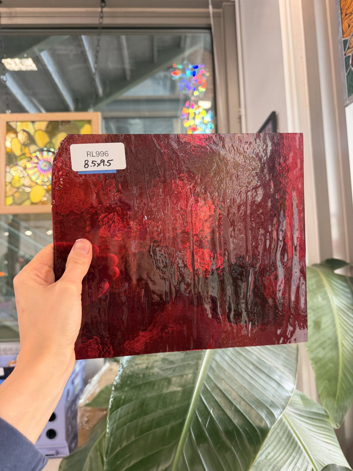 Dark Pink Vintage 90's Pre Struck Transparent Bullseye Cranberry Sheet Glass