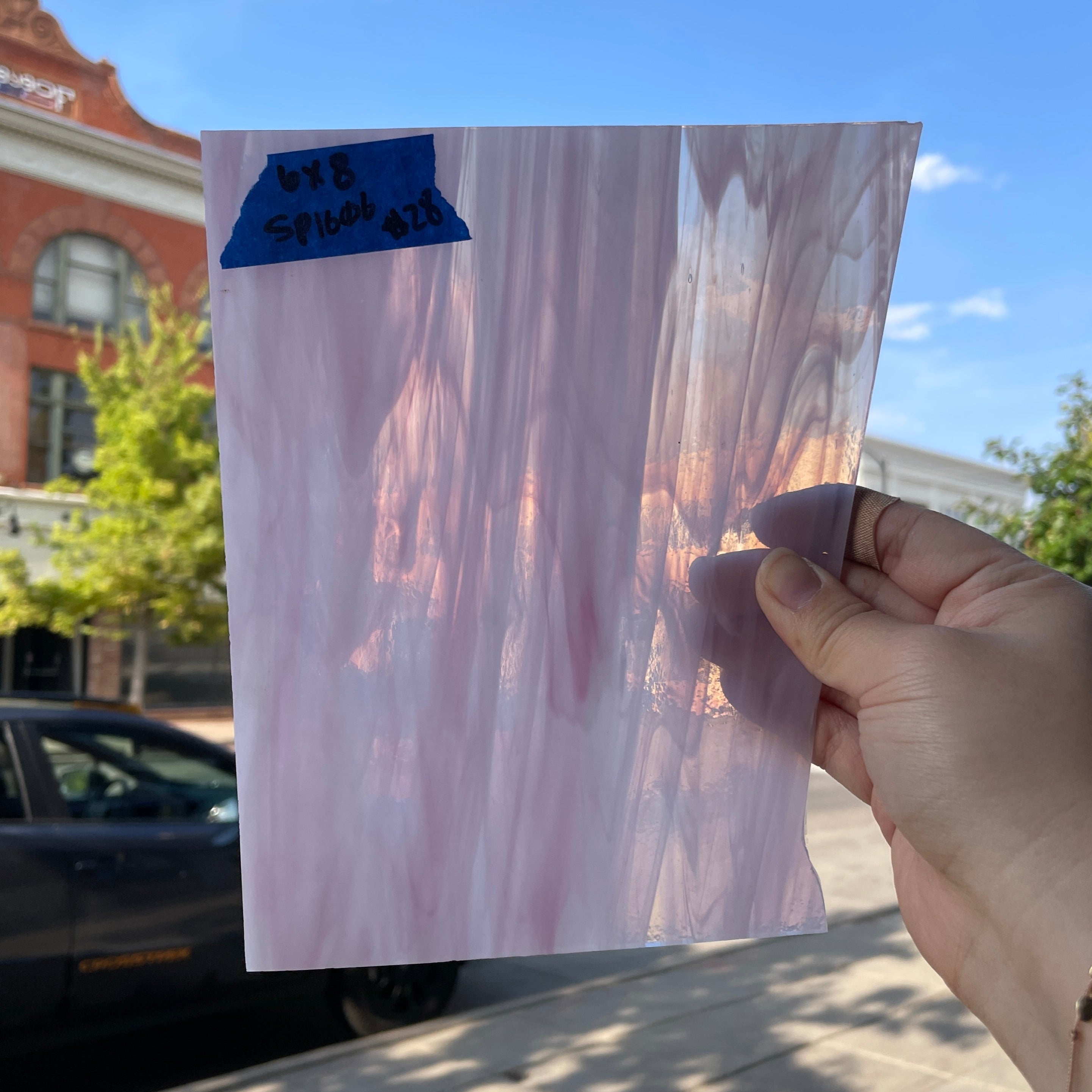 Pink Clear Wispy Transparent Spectrum Sheet Glass Colorado Glassworks