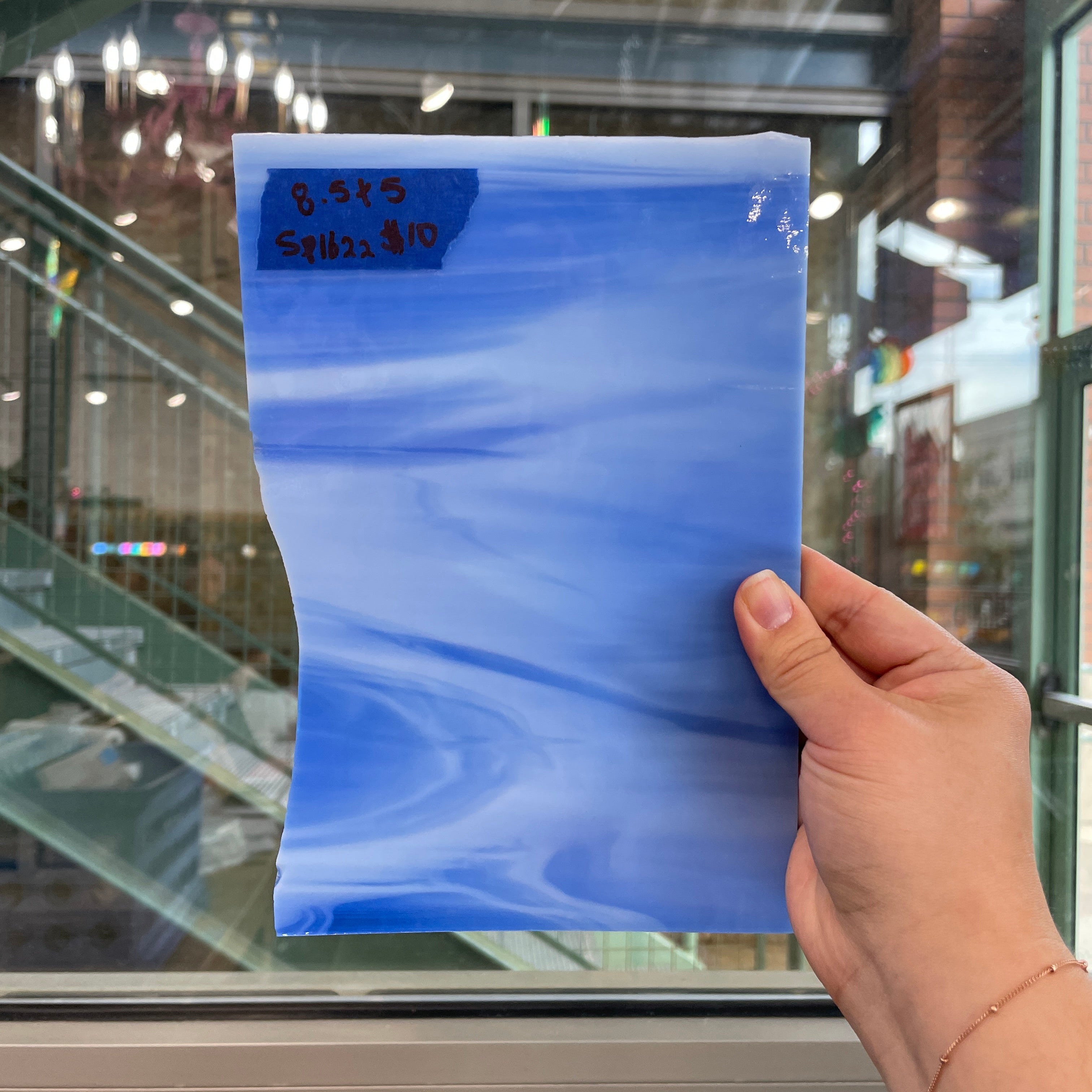 Periwinkle White Wispy Spectrum Sheet Glass Colorado Glassworks
