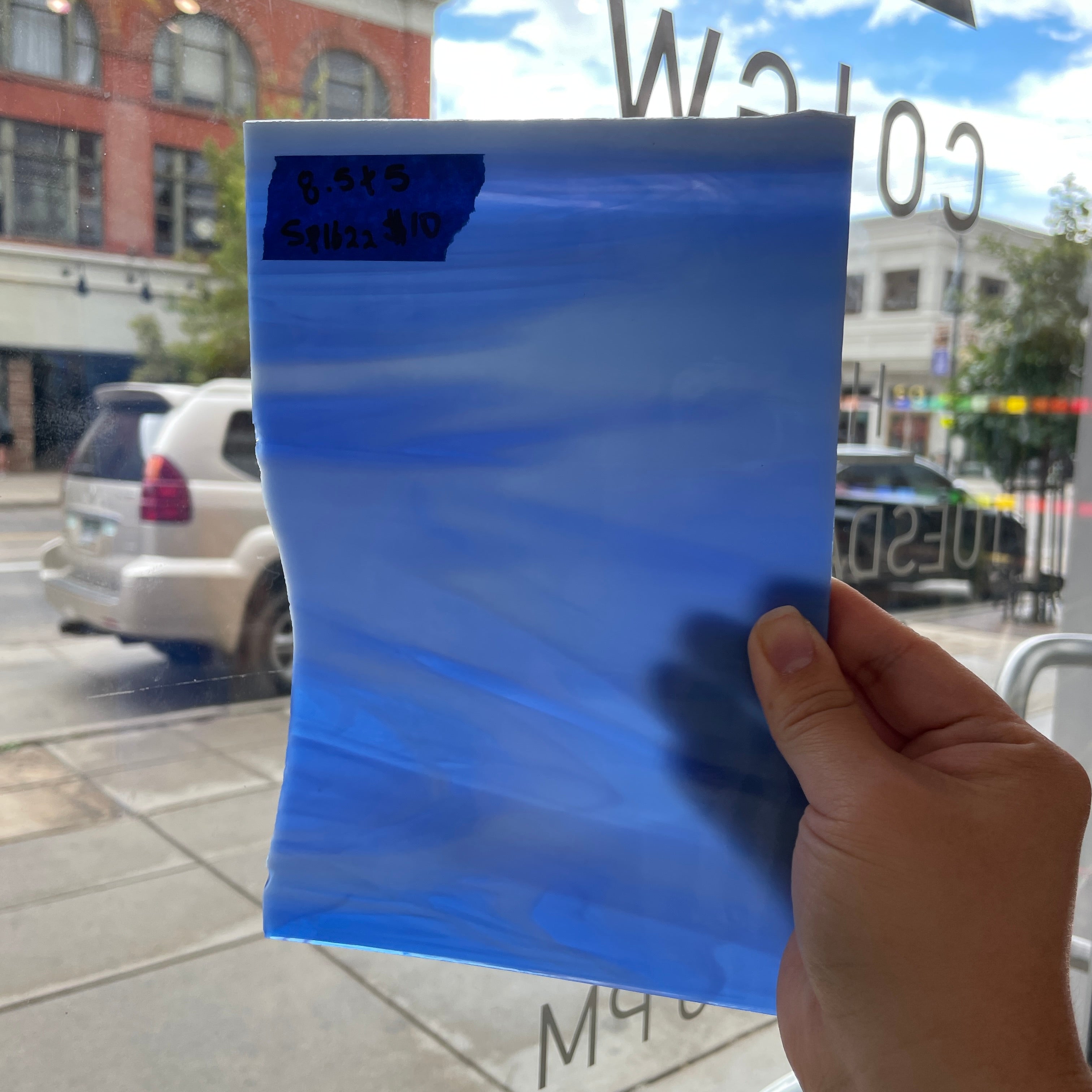 Periwinkle White Wispy Spectrum Sheet Glass Colorado Glassworks
