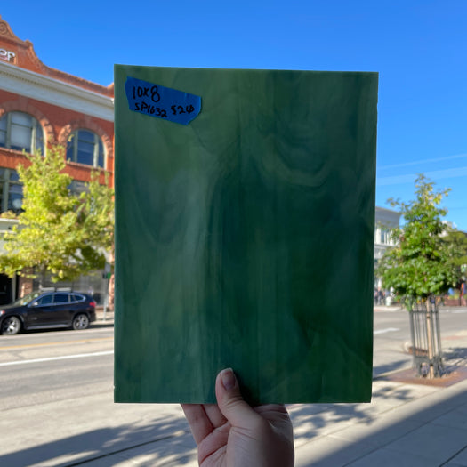 Green Wispy Opaque Spectrum Sheet Glass Colorado Glassworks