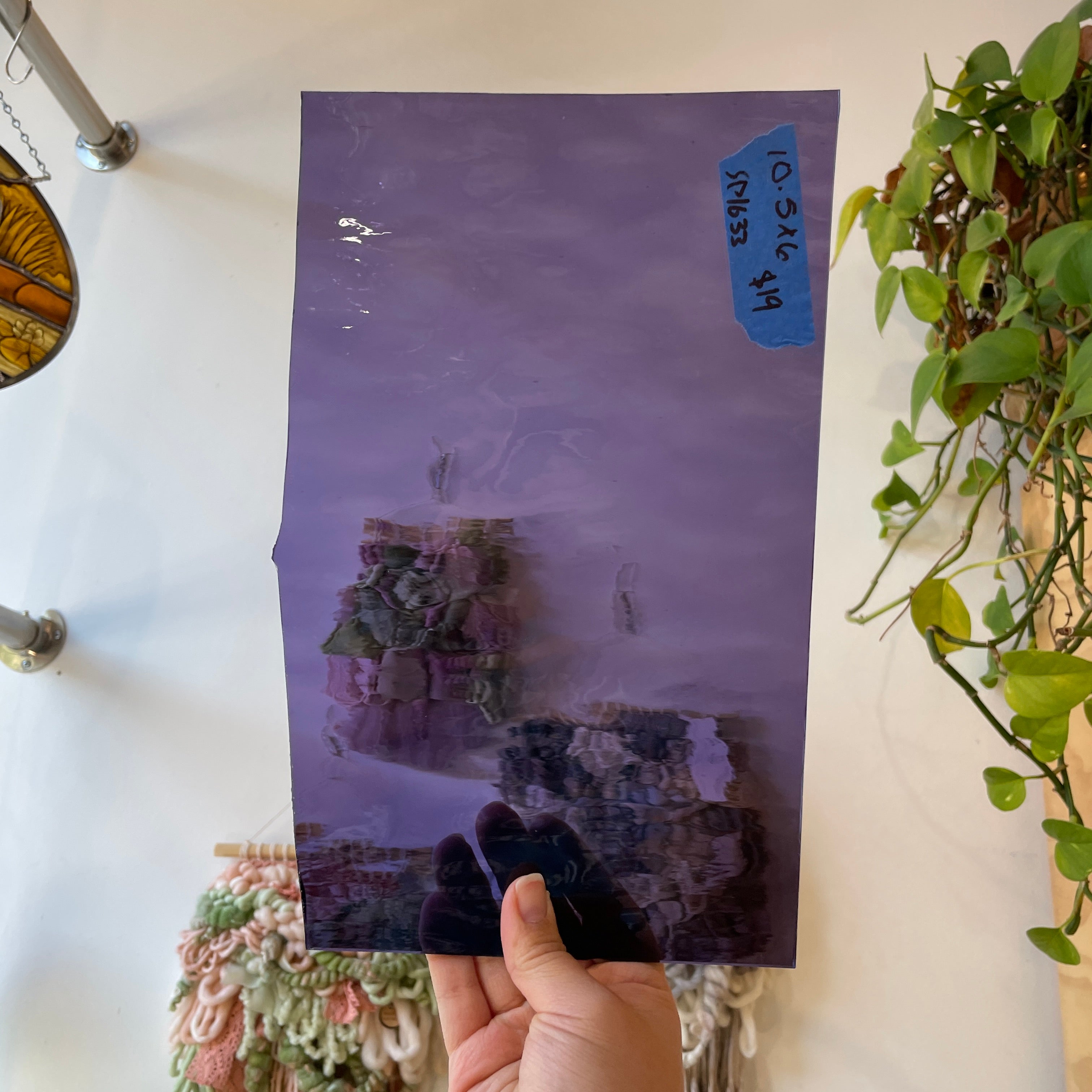 Purple Waterglass Transparent Spectrum Sheet Glass Colorado Glassworks SP1633 (10.5x6in)