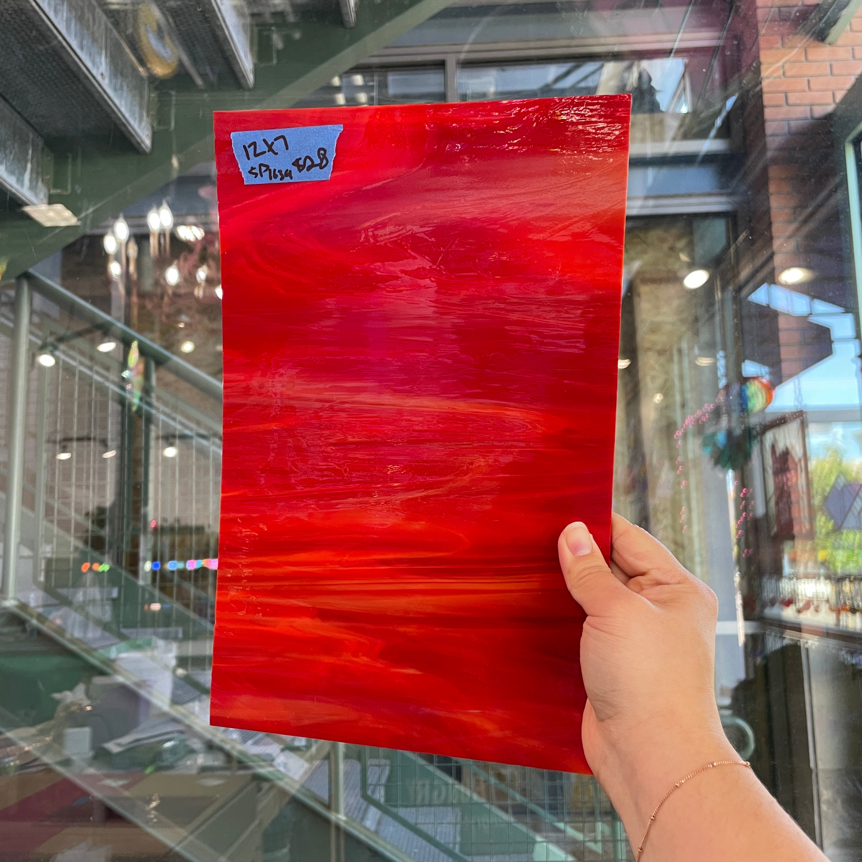 Wispy Red Spectrum Sheet Glass Colorado Glassworks