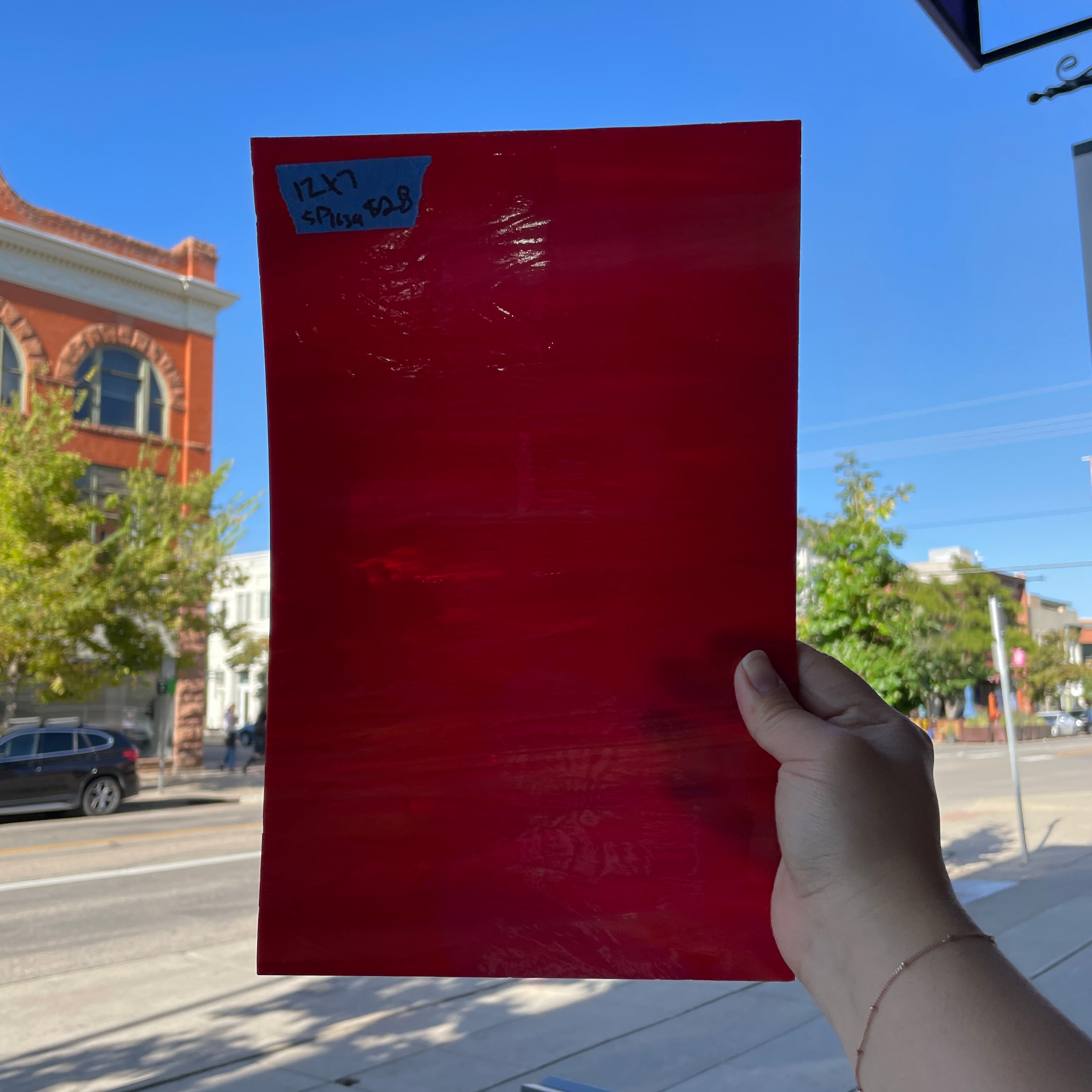 Wispy Red Spectrum Sheet Glass Colorado Glassworks