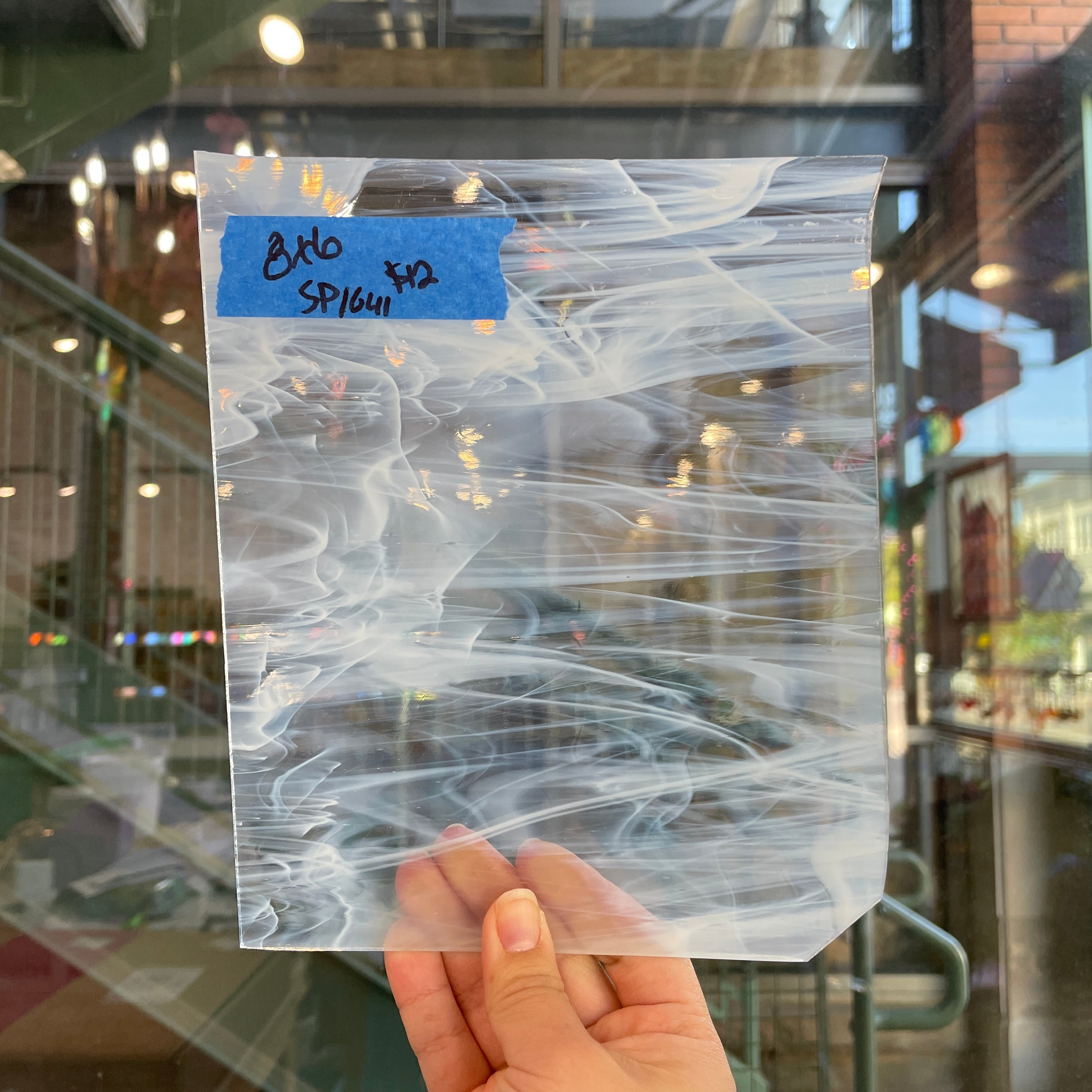 White Wispy Transparent Spectrum Sheet Glass Colorado Glassworks