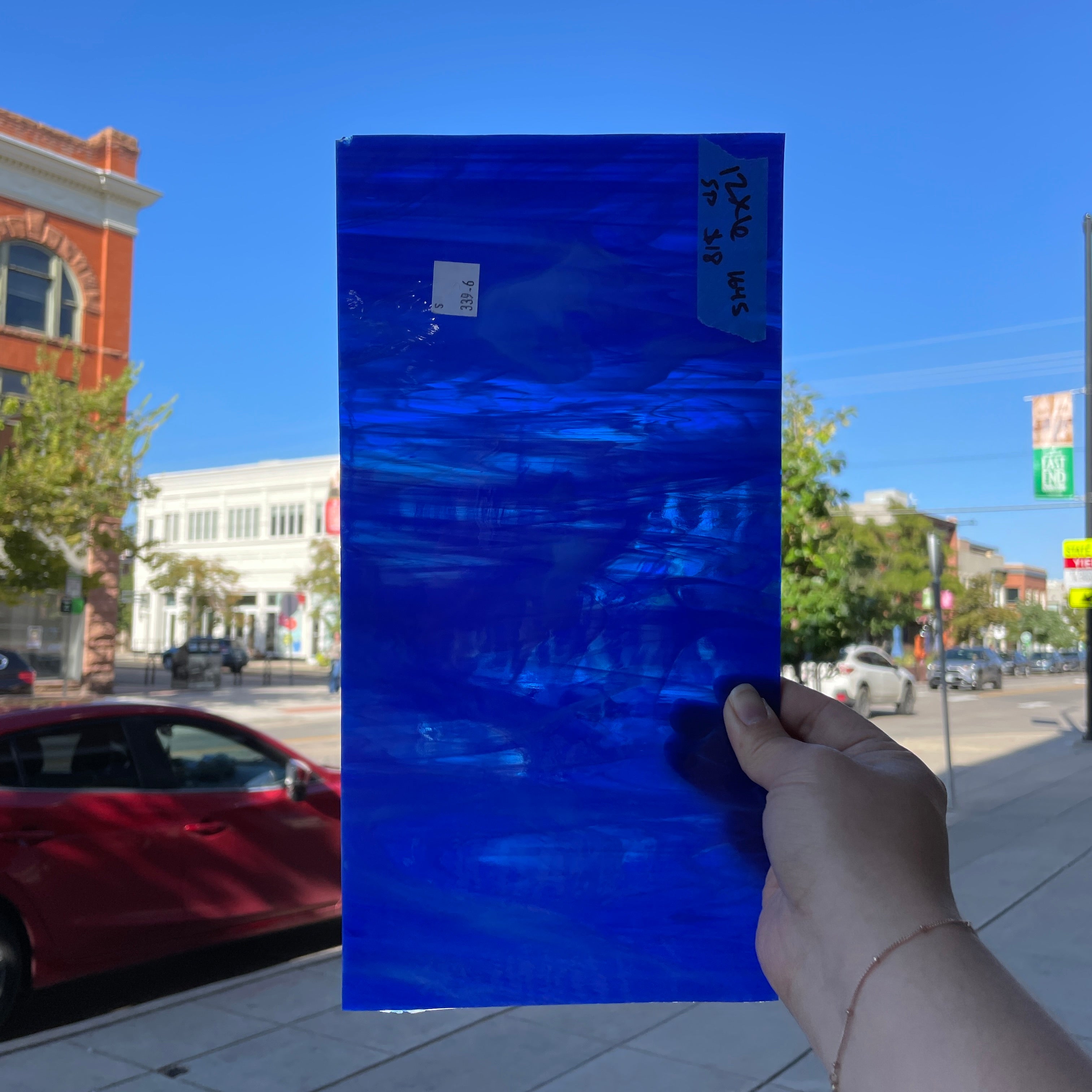 Cornflower Wispy Dark Blue Spectrum Sheet Glass Colorado Glassworks